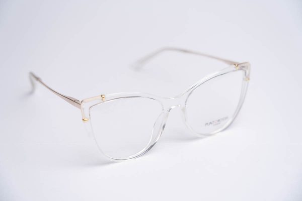 Aro oftalmico mujer pasta transparente detalle dorado